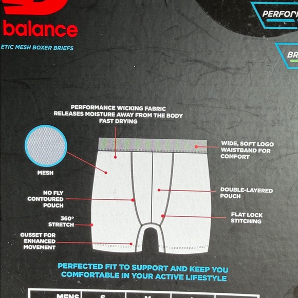 NWT New Balance Men’s Boxer Briefs 4-Pack – Size Small 6" Inseam Performance Fit - Picture 3 of 4
